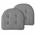 Chair Cushion Memory Foam Pads Tufted Slip Non Skid Rubber Back U-Shaped 17" x 16" Seat Cover, 2 Count (Pack of 2), Grey