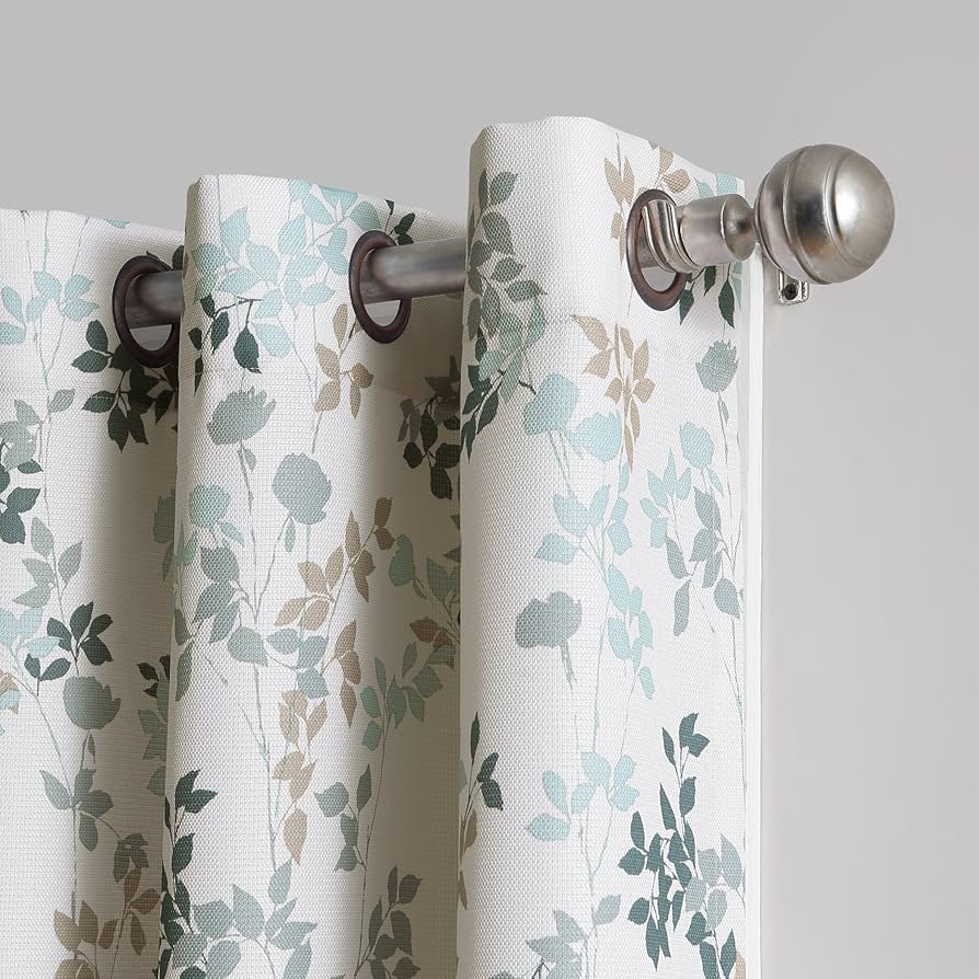 Marra Floral Print Semi-Sheer Grommet Curtain 48 x 63 (Single Curtain)