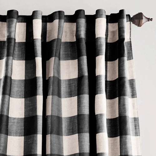 Elrene Home Fashions Grainger Buffalo Check Blackout Window Curtain, Black, 52" x 95"