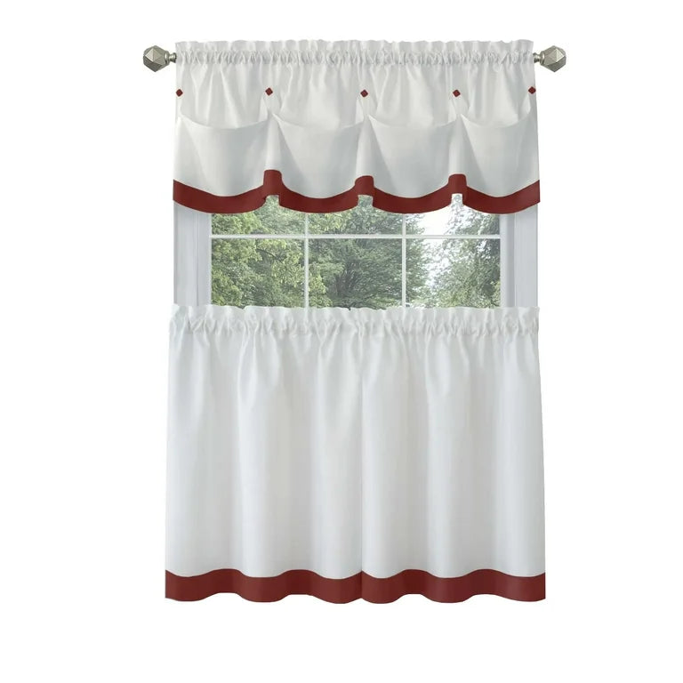 Achim Lana Indoor Polyester Light Filtering Solid Tier & Valance, Lava, 58-in W x 24-in L
