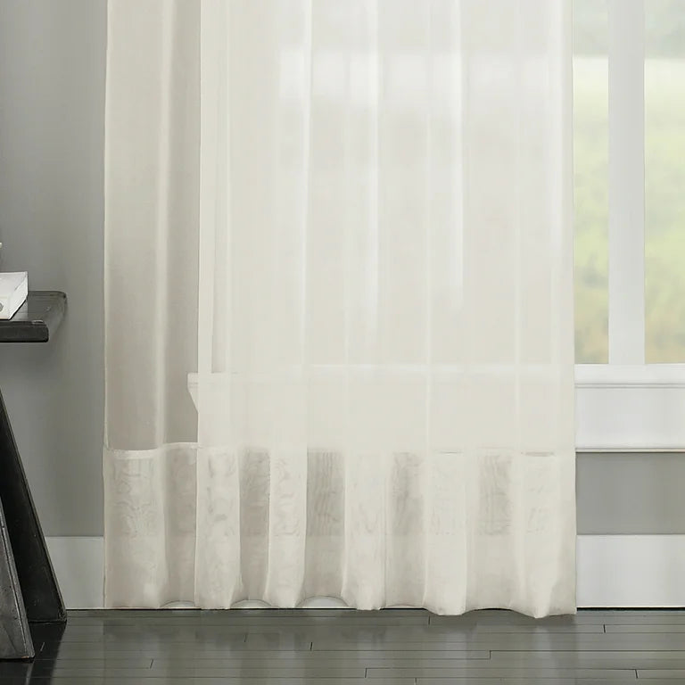 Curtainworks Soho Voile Indoor Curtain, Polyester Sheer Pinch Pleat Single Panel, Oyster, 29" x 84"