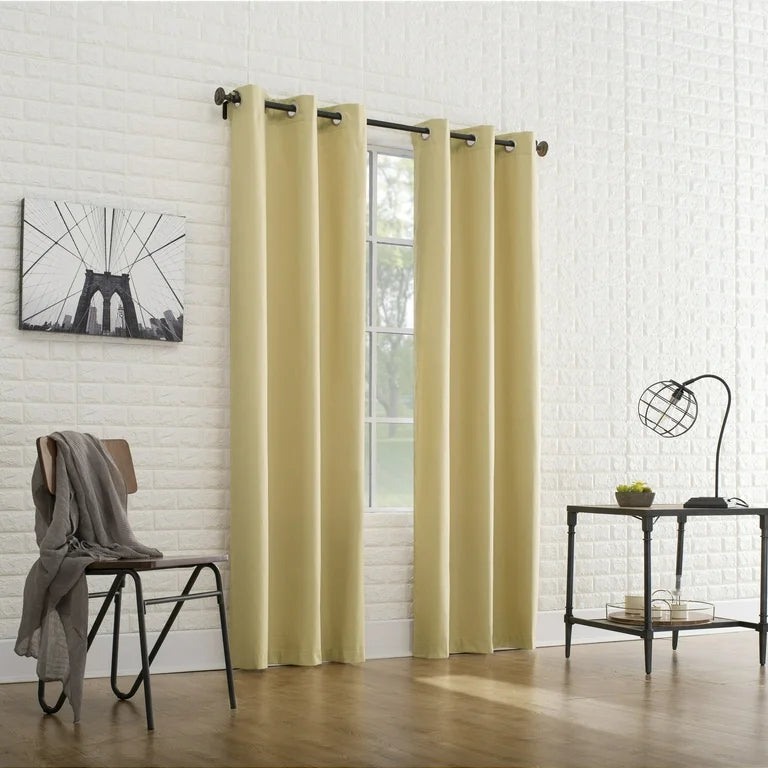 Sun Zero Cooper Textured Thermal-Lined Blackout Energy-Efficient Grommet Curtain Panel, 40"X84", Flax (Single Panel), 40"X84", Flax Gold
