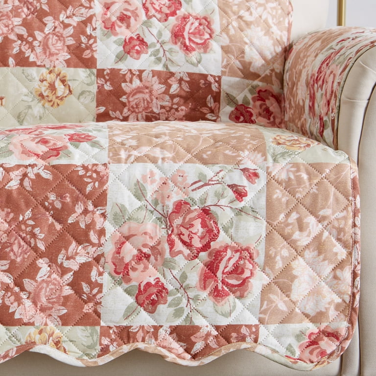 Reversible Quilted Furniture Protector, Machine Washable Slipcover, Loveseat, Burgundy / Taupe