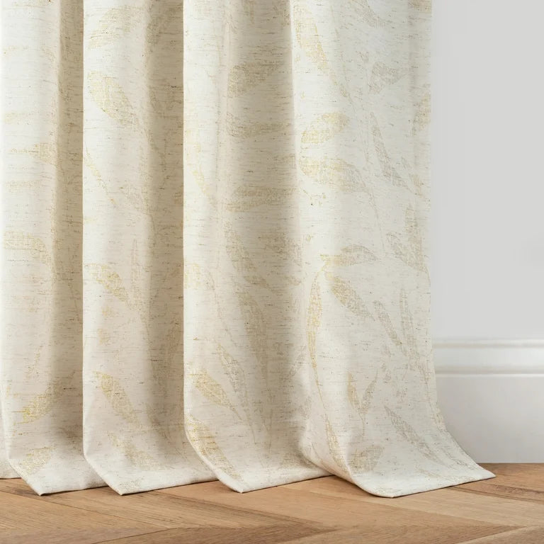 Martha Stewart Metallic Leaves Curtain Panel Pair, Multicolor, Pole Top, Light Filtering, Indoor, Adult, 2 Piece Set, 50"x 95"