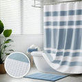 Madison Park Blue Waffle Shower Curtain