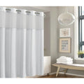 Hookless Waffle Stripe Shower Curtain with Sheer Window, 71 x 74 in, Bright White