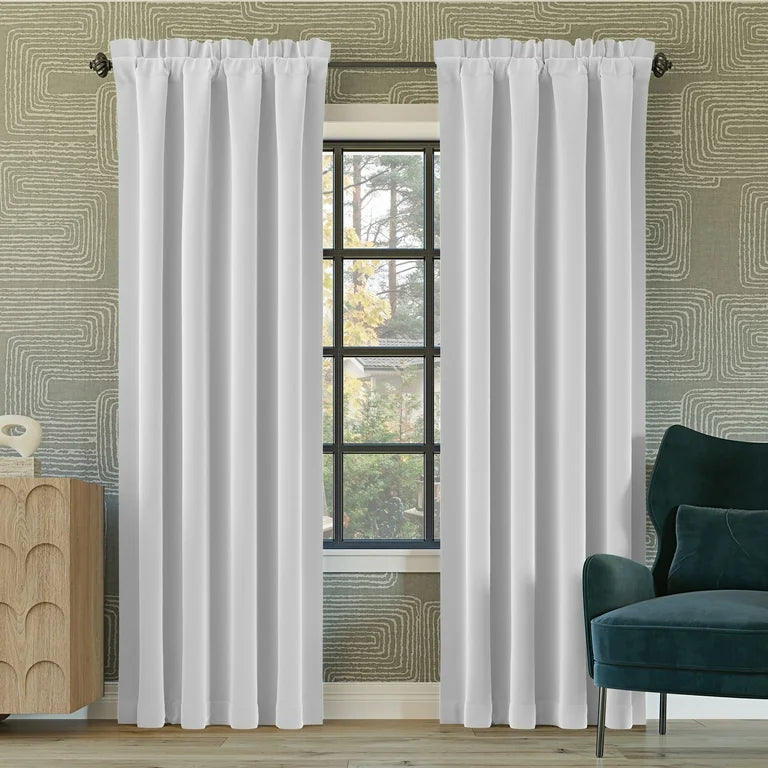 Sun Zero Malmo 1-Piece Theater Grade Extreme 100% Blackout Rod Pocket Curtain Panel, 52"X84", White
