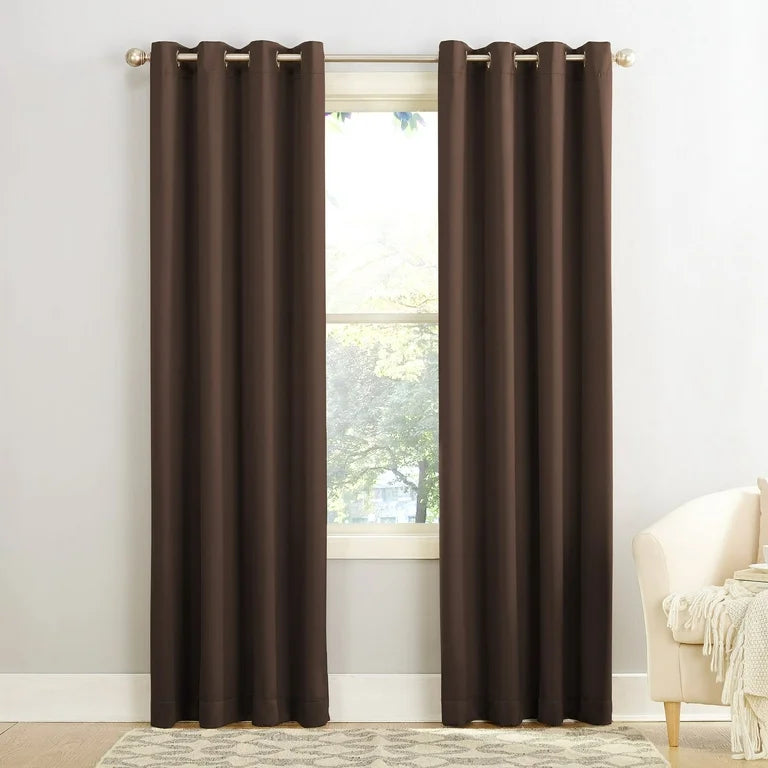 Sun Zero Madison Room-Darkening Grommet Curtain Panel, 54"X84", Chocolate